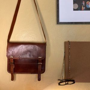 Faux Leather Messenger/Laptop Bag